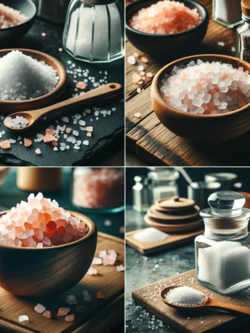 Four different types of cooking salts displayed